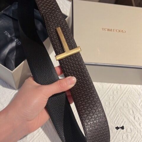 TOMFORD汤姆福特男士T字搭扣双面腰带4.0cm