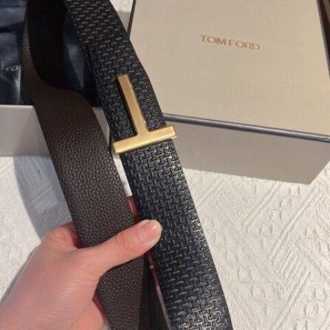 TOMFORD汤姆福特男士T字搭扣双面腰带4.0cm