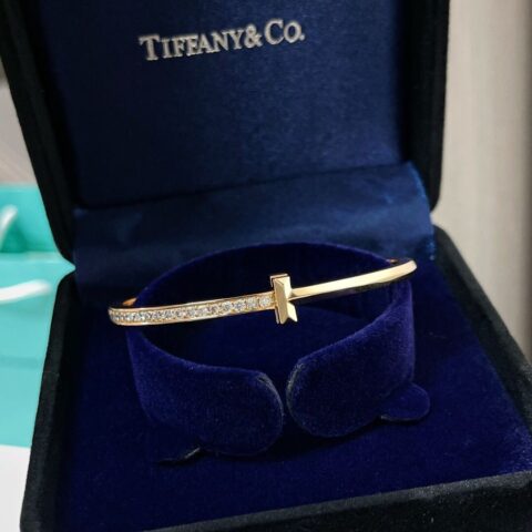Tiffany&co 蒂芙尼 经典款T字系列T1带半钻手镯