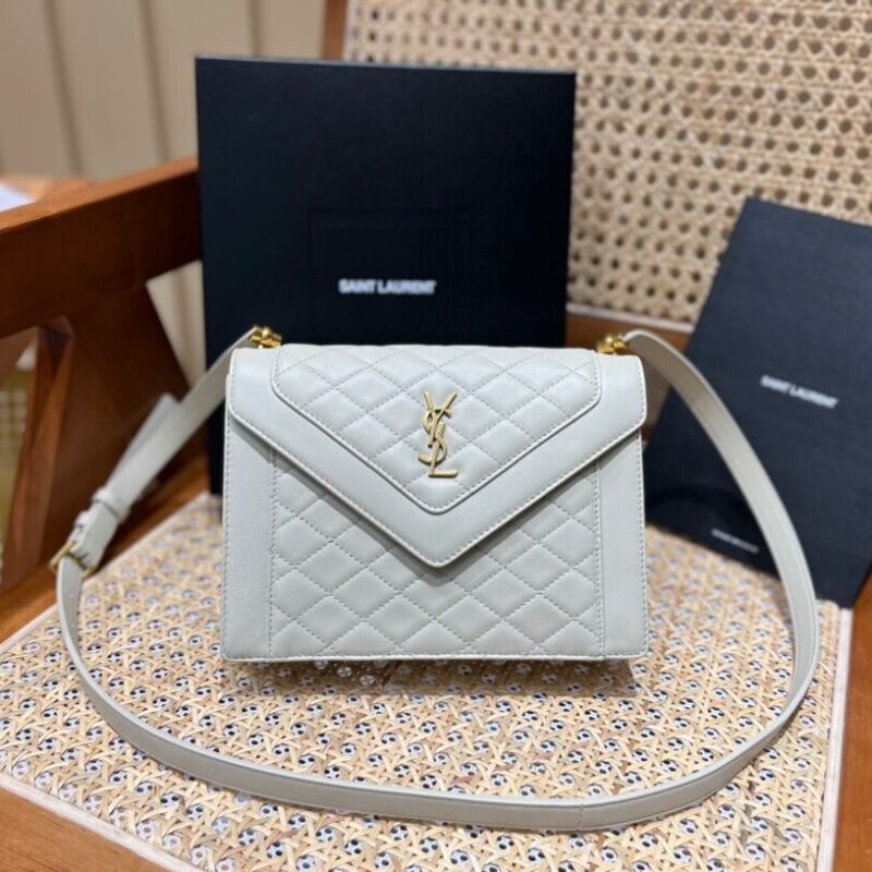 Saint laurent Ysl Gaby mini绗缝纹路信封斜挎包685574白色