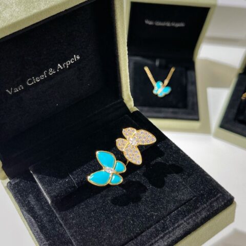 Van Cleef &Arpels 梵克雅宝蓝色蝴蝶项链手链耳拍戒指