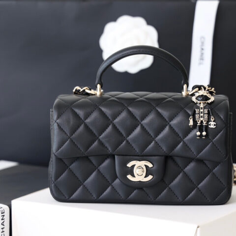 CHANEL 2022cc春夏预告系列22p小狮子手柄 cf mini handle AS2431黑色