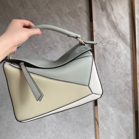 LOEWE罗意威 Puzzle bag 小号几何包 0189灰绿拼色24CM