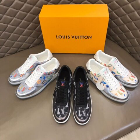 LV/路易威登   Monogram 印花帆布拼接头层牛皮男士经典休闲运动鞋