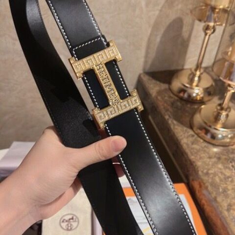 Hermes爱马仕   精选进口牛皮H金属扣3.8cm腰带