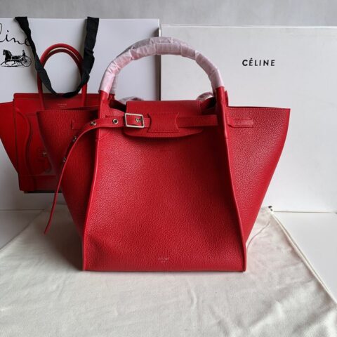 CELINE荔枝纹小牛皮中号Bigbag 183313大红色