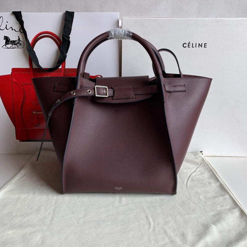 CELINE平纹小牛皮中号Bigbag 183313酒红色