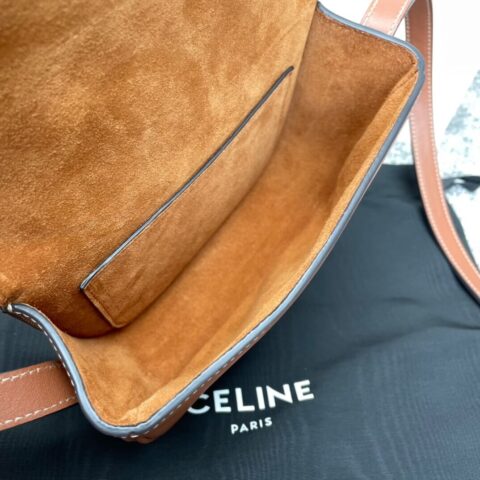 CELINE FOLCO CUIR TRIOMPHE光滑牛皮凯旋门马鞍包198263焦糖色