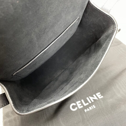 CELINE FOLCO CUIR TRIOMPHE光滑牛皮凯旋门马鞍包198263黑色