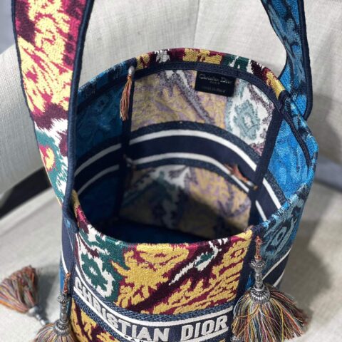 DIOR迪奥 D-Bubble 刺绣水桶包 M1276蓝色枫叶