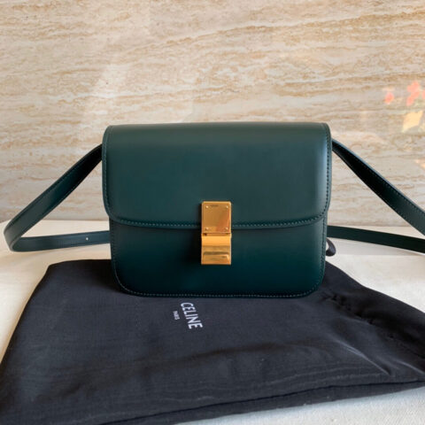 CELINE TEEN CLASSIC Box Teen18.5 抛光牛皮豆腐包 192523绿色