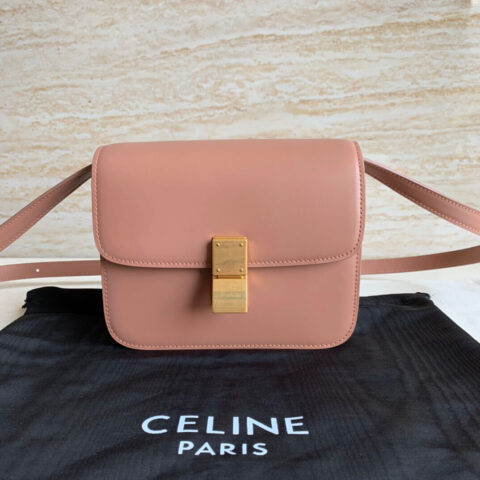 CELINE TEEN CLASSIC Box Teen18.5 抛光牛皮豆腐包 192523粉色