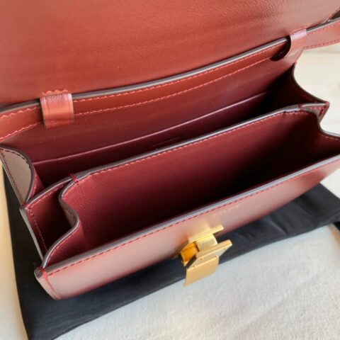 CELINE TEEN CLASSIC Box Teen18.5 抛光牛皮豆腐包 192523酒红色
