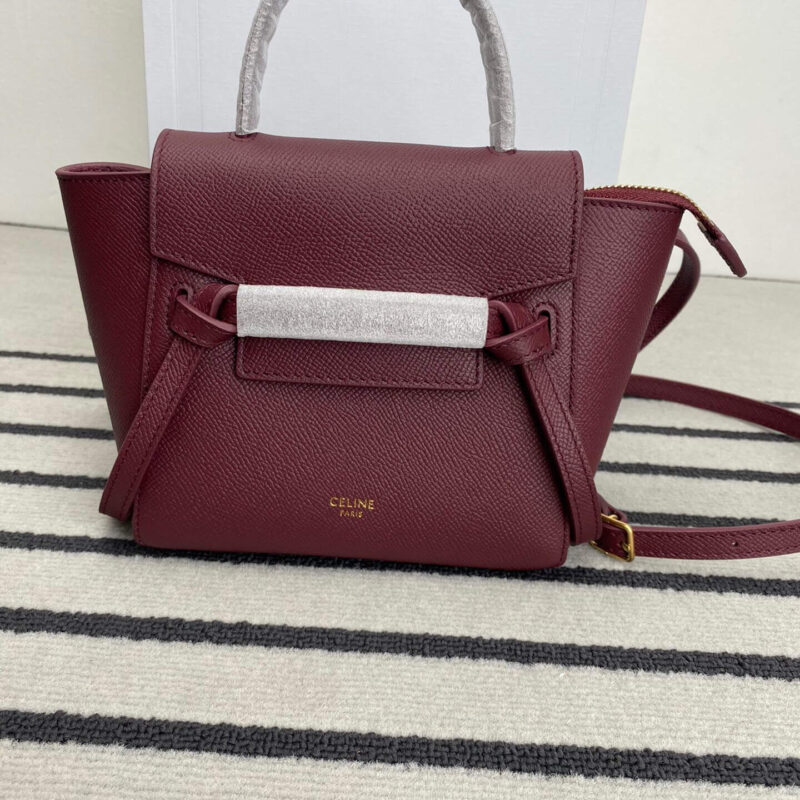 CELINE Belf PICO新色 掌纹迷你粒面小牛皮鲶鱼包 194263浆果紫