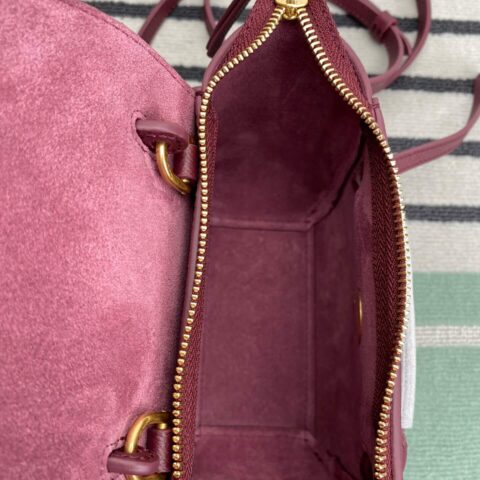 CELINE Belf PICO新色 掌纹迷你粒面小牛皮鲶鱼包 194263浆果紫