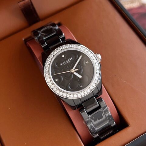 蔻驰coach玫瑰金石英表