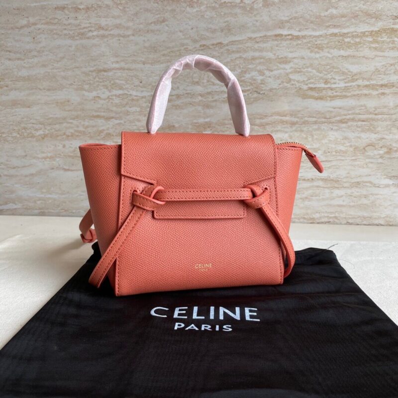 CELINE Belf PICO迷你粒面手掌纹小牛皮鲶鱼包 194263荔枝色