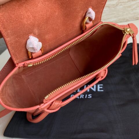 CELINE Belf PICO迷你粒面手掌纹小牛皮鲶鱼包 194263荔枝色