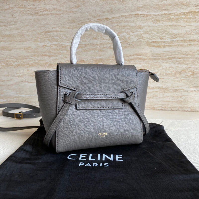 CELINE Belf PICO迷你粒面手掌纹小牛皮鲶鱼包 194263水晶灰
