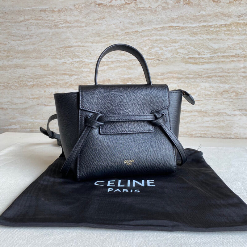 CELINE Belf PICO迷你粒面小牛皮鲶鱼包 194263黑色