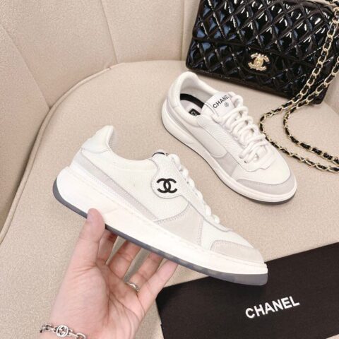 CHANEL香奈儿  大象纹小牛皮丝光牛绒早春新款运动鞋