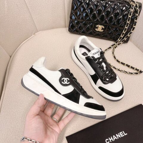 CHANEL香奈儿  大象纹小牛皮丝光牛绒早春新款运动鞋