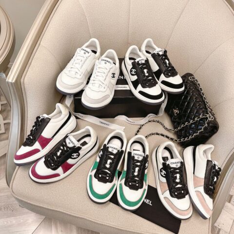 CHANEL香奈儿  大象纹小牛皮丝光牛绒早春新款运动鞋