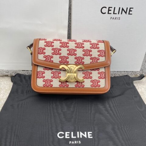 CELINE TRIOMPHE帆布和小牛皮小号手袋 188423