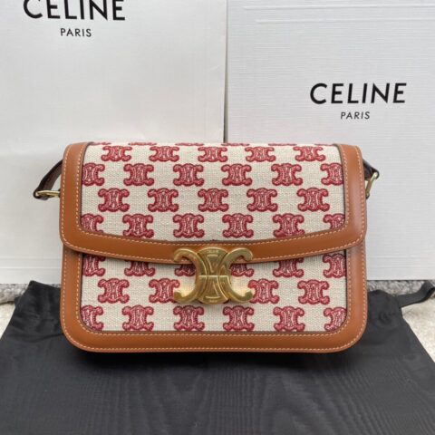 CELINE TRIOMPHE刺绣织物和牛皮革手袋 187363