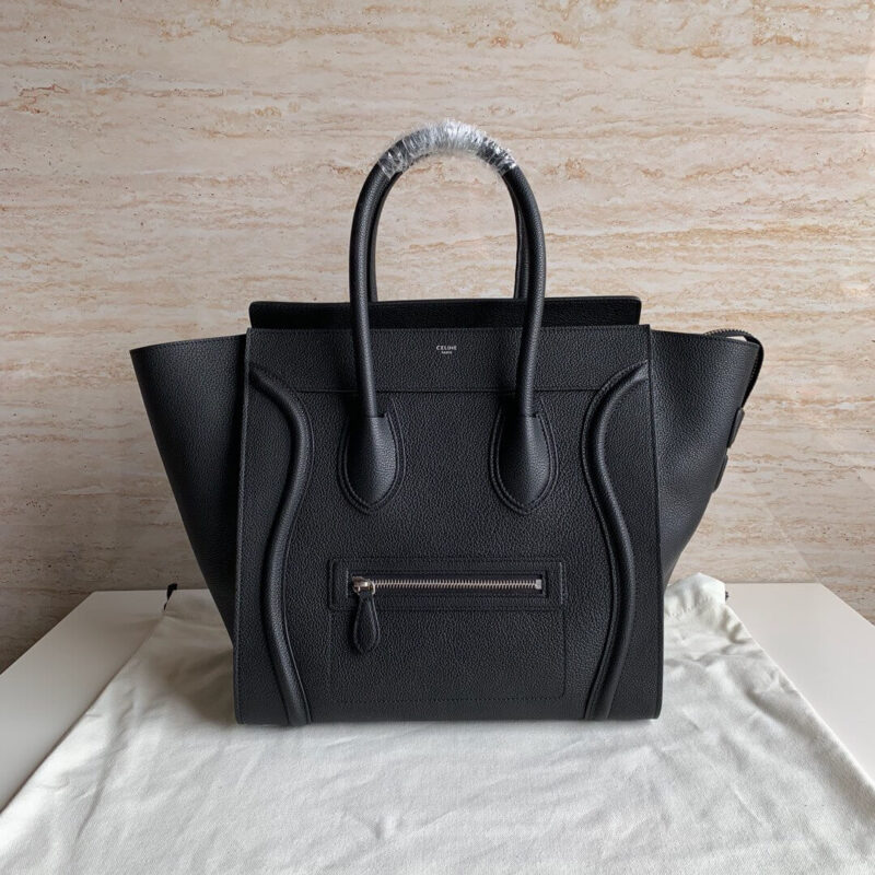 CELINE LUGGAGE MINI大号转鼓小牛皮笑脸包189213黑色荔枝纹