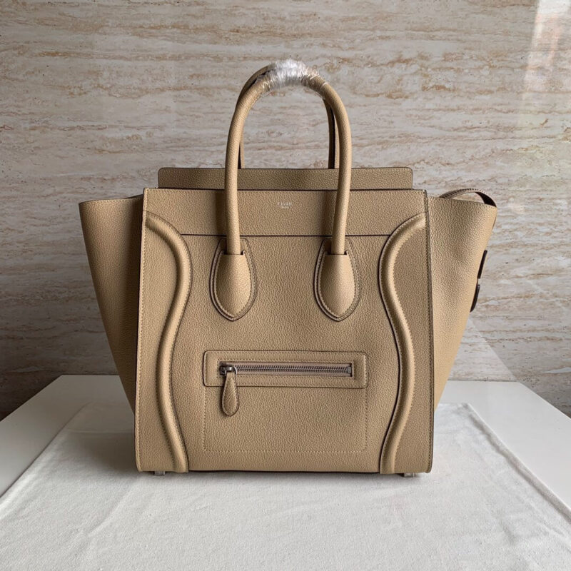 CELINE LUGGAGE MINI大号转鼓小牛皮笑脸包 189213杏色荔枝纹