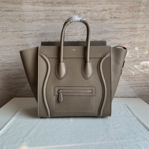 CELINE LUGGAGE MINI大号转鼓小牛皮笑脸包189213卡其荔枝纹