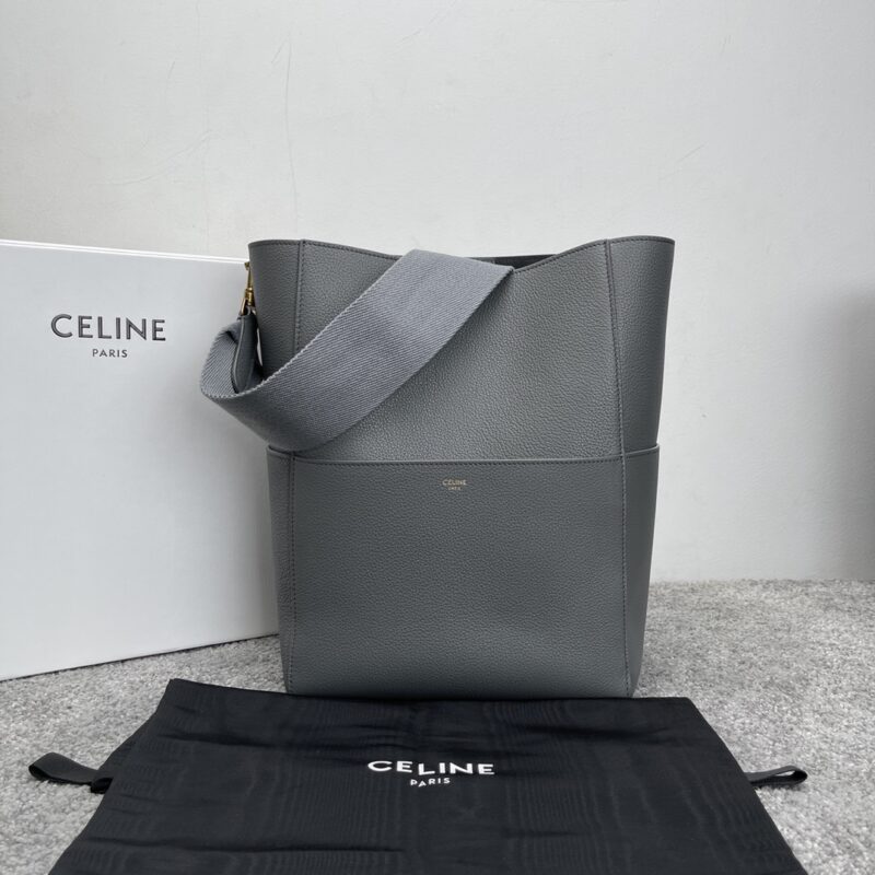 CELINE SANGLE BUCKET 柔软粒面牛皮革水桶包 189593灰蓝