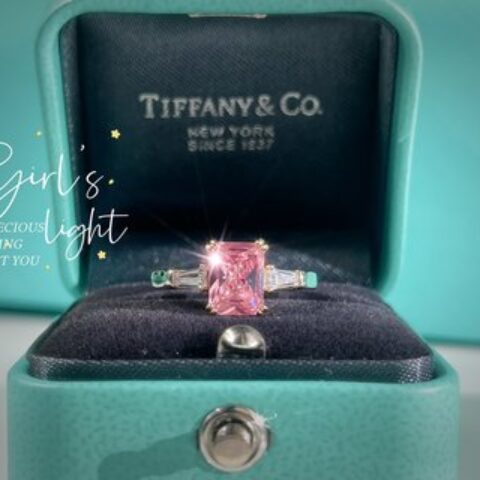 新款☑️TIFFANY&Co.蒂芙尼方形粉钻戒指