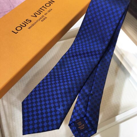 LV路易威登100%顶级提花真丝L方格领带