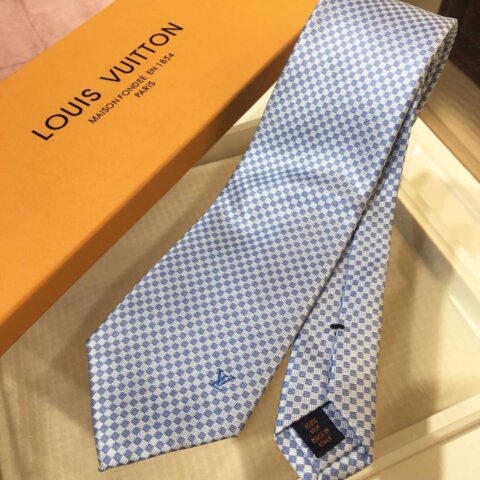 LV路易威登100%顶级提花真丝L方格领带