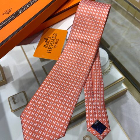 Hermes爱马仕100%顶级斜纹真丝H图案提花领带