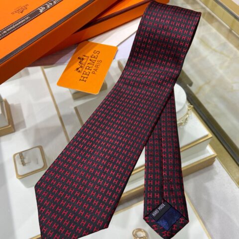 Hermes爱马仕100%顶级斜纹真丝H图案提花领带