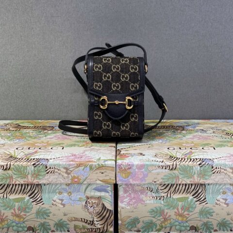 GUCCI 黑色丹尼牛仔布1955手机包 625615