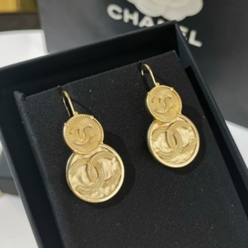 新款☑️CHANEL香奈儿双c古圆形金币耳钉耳环