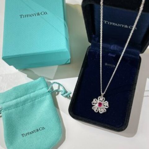 新款☑️TIFFANY&Co.蒂芙尼四叶草红宝石项链 耳钉
