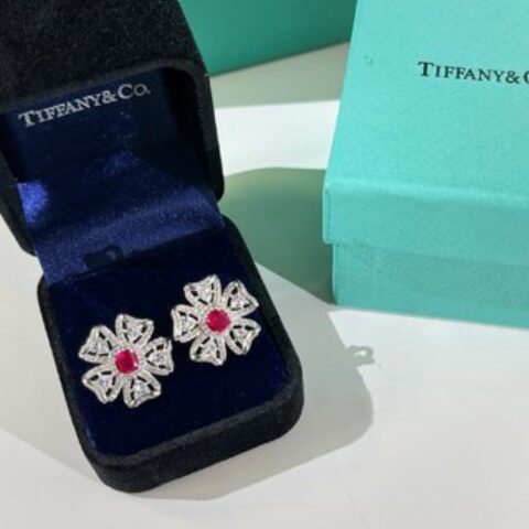 新款☑️TIFFANY&Co.蒂芙尼四叶草红宝石项链 耳钉