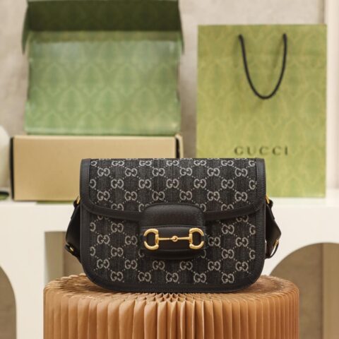 Gucci马衔扣1955系列丹宁牛仔布马鞍包602204 UN3BG 1274