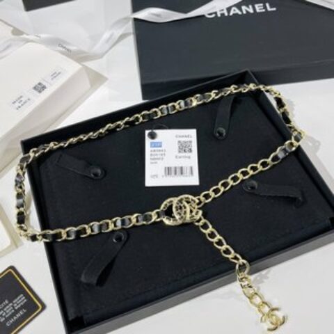 新款☑️CHANEL香奈儿双c黑皮绳腰带腰链