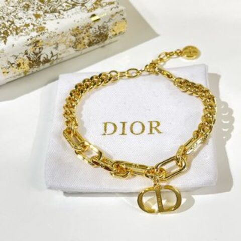 新款☑️DIOR迪奥金色CD项链 手链