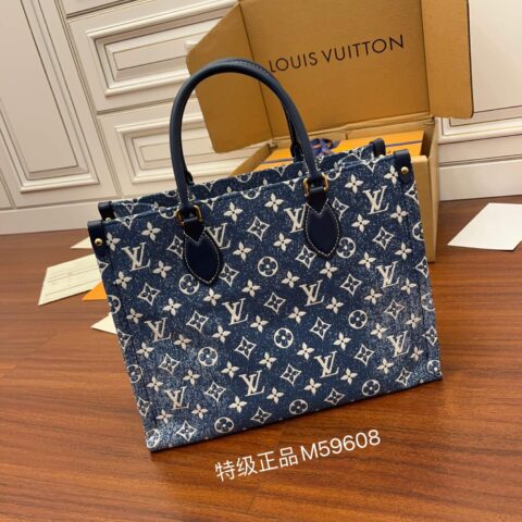 LV M59608 丹宁系列牛仔蓝中号Onthego托特包