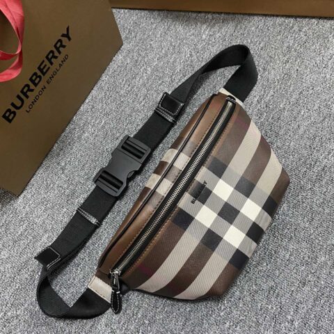 Burberry巴宝莉最新桦木棕格纹腰包