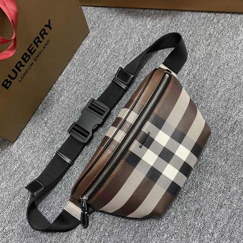 Burberry巴宝莉最新桦木棕格纹腰包