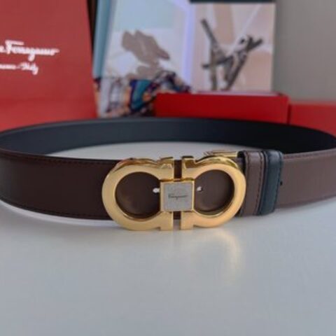 Ferragamo菲拉格慕   精品8字专柜版型金属扣男士3.5cm腰带