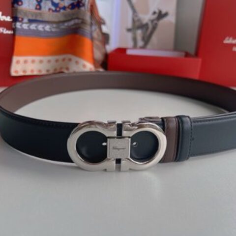 Ferragamo菲拉格慕   精品8字专柜版型金属扣男士3.5cm腰带